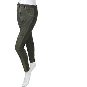 Veritable Riding Breeches Pants Vintage Olive Green Leather Suede & Poly, Size M